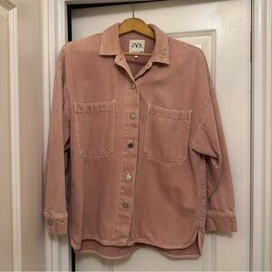 Zara Oversized Dusty Rose Jean Jacket